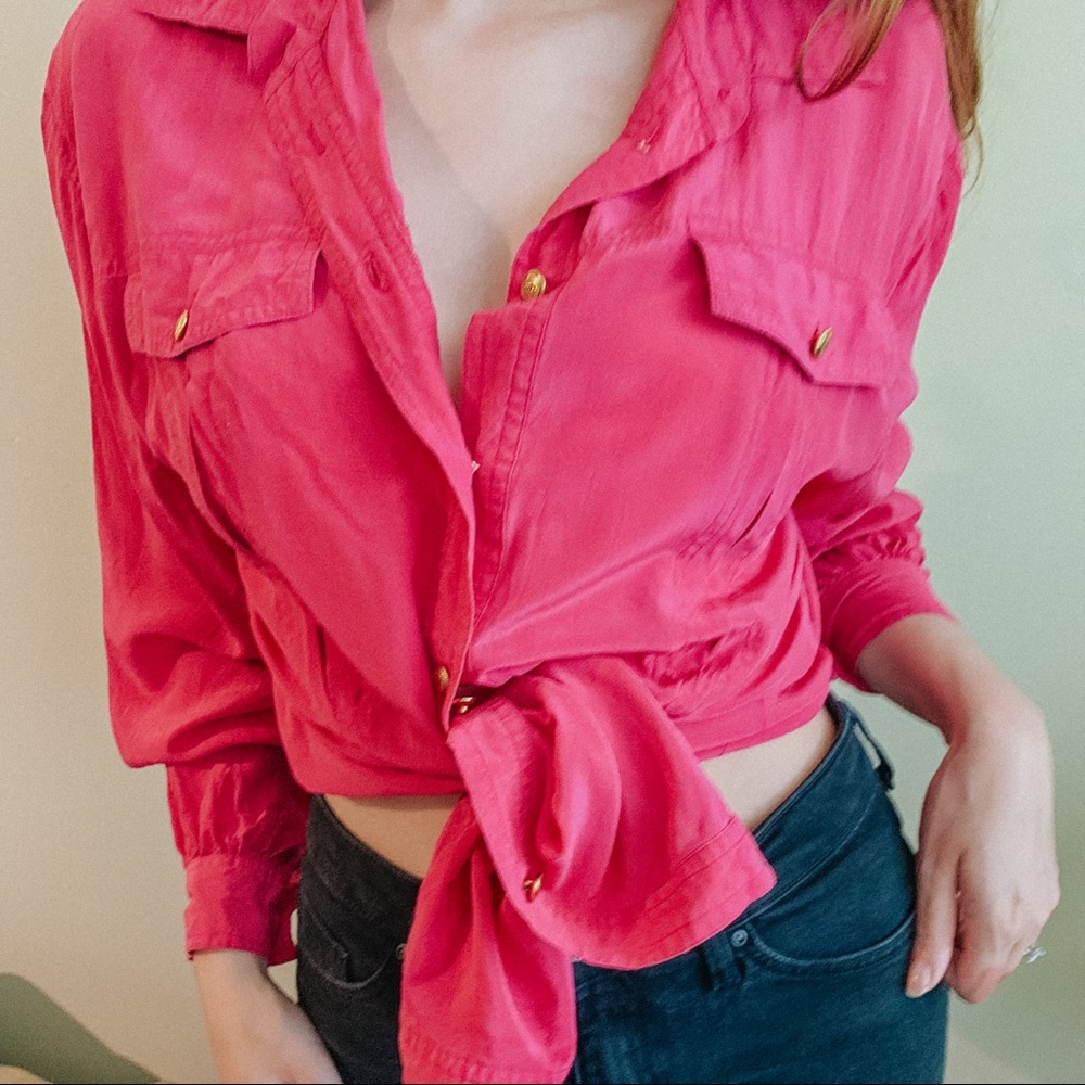 Vintage Fuchsia Silk Blouse